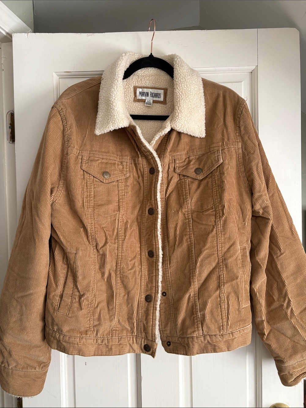 Marvin Richards Tan Corduroy Teddy-Lined Jacket with Cream Sherpa